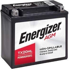 Energizer TX20HL AGM Motorcycle and Atv 12V Battery, 310 Cold Cranking Amps and 18 Ahr. Replaces: YTX20L-BS and others
