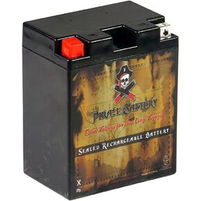 Pirate Battery YB14A-A2 Conventional Replacement Battery for ATV, Motorcycle, Personal Watercraft, and Snowmobile: 12 Volts, 1.4 Amps, 14Ah, Nut and Bolt (T3) Terminal
