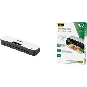 Fellowes Ayla 125 with Rapid 1 Minute Warm Up Paper Laminator Including Pouch Starter Kit (5752001) & Thermal Laminating Pouches, 5mil Letter Size Sheets, 9 x 11.5, 100 Pack, Clear (5743501)
