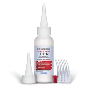 Starbond Super Fast Thin, Premium Instant CA (Cyanoacrylate Adhesive) Super Glue Plus Extra Cap and Microtips, (for Woodturning, Pen Turning, Hobby, Stabilizing, Finish, Inlay) (2 Ounce)