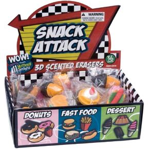 Raymond Geddes Snack Attack 3D Scented Food Erasers (Pack of 36)