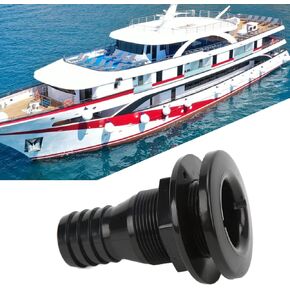Boat Threaded Fitting 1‑1/4in Boat Thru Hull Connection Black Plastic Pipe Fitting for Onboard Plumbing System
