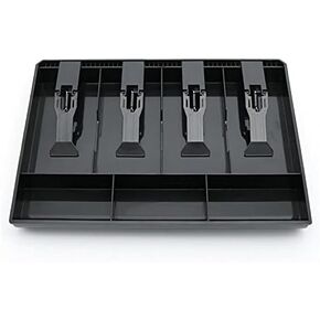 Cash Register Drawer Insert Tray- Cash Money Tray,Portable Currency Till Replacement Money Organizer Storage Box,4 Bill/3 Coin-Black