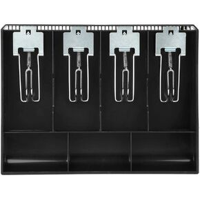 Cash Register Drawer 4 Bill 5 Coin, Cash Drawer Register Insert Tray Replacement Cashier Four Box with Metal Clip, Perfect for Point of Sale Small Business(Black)