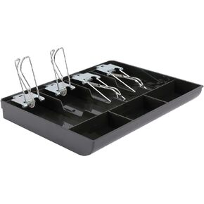 Cash Register Drawer, 4 Bill/3 Coin Market Storage Coin Register, Cash Money Tray Replacement Insert Tray Storage Case with Clip for Supermarkets, Shops, Hotels(Metal Clip,12.68x9.65x1.38inch)