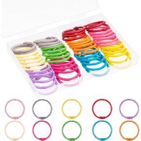 1 Inch (50 Pack) Metallic Binder Rings Colorful Loose Leaf Rings Small Metal Steel Book Rings Clip Rings for Flashcards Index Cards Keychain Key Rings for Office School Home, 10 Colors
