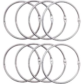 8Pack Loose Leaf Binder Rings Nickel Plated Book Rings Key Chain Rings 3.9 Inches