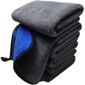 SOFTBATFY Large Thick Car Drying Microfiber Towel 800GSM Automotive No Scratch Lint Free Drying Cloth for Entire Vehicle (36 x 24inches,Grey-Blue,1pack) in Kuwait
