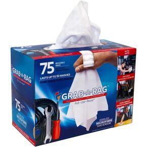 Grab•a•Rag Microfiber Cleaning Cloth, Soft Highly Absorbent Lint-Free Streak-Free Reusable Microfiber Towel Wipes for House, Kitchen, Bathroom, Car, Electronics, TV Screen, Pack of 75 (11.7" x 12.3")…