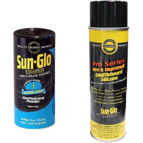 Sun-Glo Silicone Shuffleboard Spray (12 oz.) & Super-Glide Shuffleboard Powder Wax (16 oz.) Combo