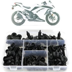 Xitomer Full Sets Fairing Bolts Kits, Fit for Ninja300 EX300 Ninja250 2013 2014 2015 2016 2017 2018 2019, Mounting Kits Washers/Nuts/Fastenings/Clips/Grommets (Matte Black)