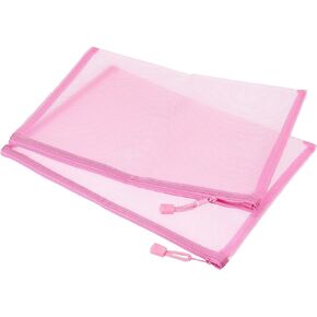 MECCANIXITY Mesh Zipper Bags, A4 Nylon Zip Pouch Pencil Case Storage Pockets for Travel Office Accessories, Sky Blue Pack of 6