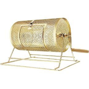 YUZPKRSI Raffle Drum, Professional Brass Plated Raffle Ticket Spinning Cage with Wooden Turning Handle, Large Capacity Holds 2500 Tickets, Raffle Balls (Not Included)