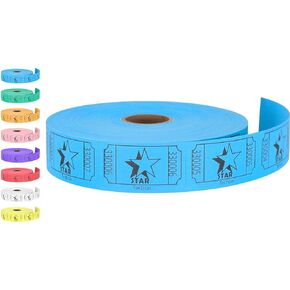 Tacticai 1000 Raffle Tickets, Star, Blue (8 Color Selection), Single Roll, Ticket for Events, Entry, Class Reward, Fundraiser & Prizes
