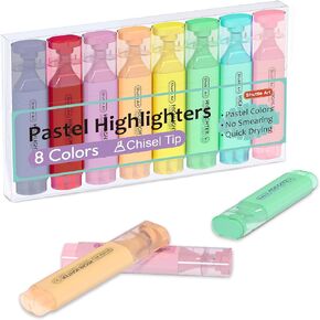 Shuttle Art Highlighters, 8 Assorted Colors Highlighter Pens, Chisel Tip Dry-Quickly Non-Toxic Highlighter Markers for Adults Kids Highlighting on Home School Office