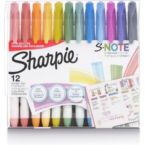 SHARPIE S-Note Creative Markers, Pastel Highlighters, Art Marker Set, Assorted Colors, Chisel Tip, 12 Count