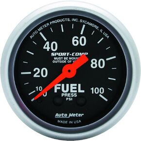 Auto Meter 3312 Sport-Comp Mechanical Fuel Pressure Gauge, 2-1/16" (52.4mm)