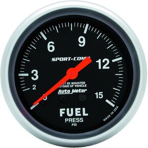 Auto Meter 3411 Sport-Comp Mechanical Fuel Pressure Gauge, Fuel Pressure - 2 5/8"