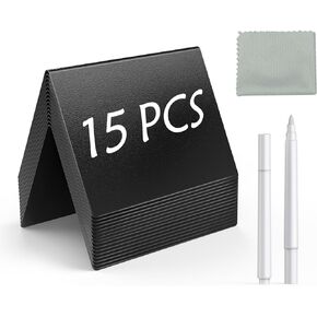 MaxGear 15 PCS 4"x3" Mini Chalkboard Signs for Food, Reusable Drink & Food Labels for Buffet, Party and Bakery, Small Price Chalkboards with 2 Liquid Chalk Markers and 1 Rag