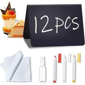 12 Pack 4"x3"Mini Chalkboard Signs for Food, Easy to Write Wipe, Reusable Food Labels for Party Buffet, Small Chalkboard Sign for Halloween & Christmas Party - Buffet - Birthday - Bakerie - Table Numb