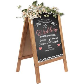 HPC ديكور سبورة طباشير مقاس 32 بوصة × 18 بوصة، لوحة إشارة سبورة على شكل حرف A، لوحة مغناطيسية ريفية مزدوجة الجوانب، سبورة القائمة، علامات لوحة الساندويتش في الهواء الطلق، حامل السبورة لحفل الزفاف أو عرض المطعم in Kuwait