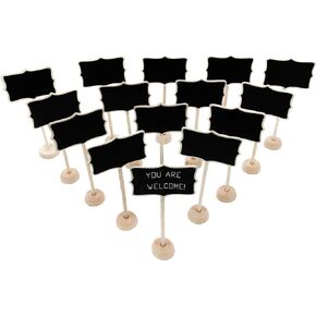 DSTELIN 15 Pack 2.36 x 3.35inches Wood Mini Chalkboard Signs with Support Easels, Place Cards, Small Rectangle Chalkboards for Weddings, Birthday Parties and Special Event Decorations