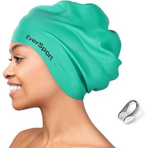 EverSport Large Swim Cap for Braids and Dreadlocks, Waterproof Silicone Swimming Cap for Women Men Keep Hair Dry