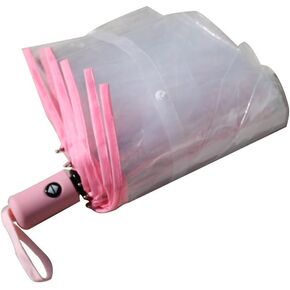 Clear Transparent Folding Auto Open Auto Close Umbrella Rainy