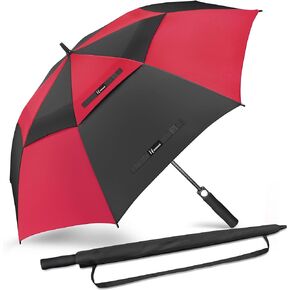 NINEMAX Large Golf Umbrella Windproof 62 Inch Extra Large, Automatic Open Double Canopy Vented Oversized Adult Umbrella for Rain and Wind(Black)