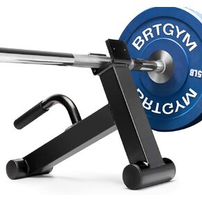 BRTGYM Deadlift Jack Barbell Stand,Carbon Steel Made,Easily Load and Unload 600lb Barbell Plates for Deadlift Exercise, Weight Training, Home Gym (Black Powder Coated)
