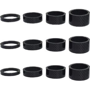 Azarxis Carbon Fiber Bicycle Headset Spacer 12 Pcs Bike Handlebar Stem Spacers Set Fit 1-1/8 Inch Stem for MTB BMX Mountain Road Bikes Cycling 2mm 3mm 5mm 10mm
