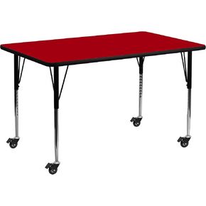 Flash Furniture Mobile 30''W x 72''L Rectangular Grey Thermal Laminate Activity Table - Standard Height Adjustable Legs