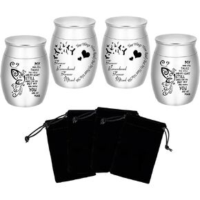 Small Urns for Ashes - Set of 4 1.57 Inch High Aluminium Mini Urns, Cremation Urns for Human/Pet Ashes Ashes Holder Small Keepsake urns for Family & Loved Ones-My Mind Still Talks to You