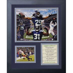 Seattle Seahawks 2014 NFL Super Bowl XLVIII Champs Collectible | Framed Photo Collage Wall Art Decor - 12"x15" | Legends Never Die