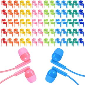 30 Pack Bulk Kids Earbuds for Classroom School Library, Student Wired Headphones Wholesale Multi Colored Earphones for Computer Chromebook Laptop PC