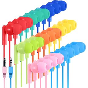 Kids Bulk Earbuds 24 Pack for Classroom School, Wholesale Students Wired Earphones 3.5mm Multi Colored Perfect for School Classroom Libraries(Mixed Colors)