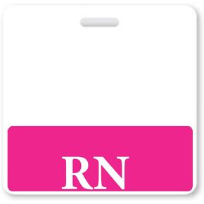 Pink RN Badge Buddy - HORIZONTAL- Heavy Duty Spill Proof & Tear Resistant Cards - Double Sided- Quick Role Identifier ID Buddies for Registered Nurse - Printed in The USA by Specialist ID, Single Item