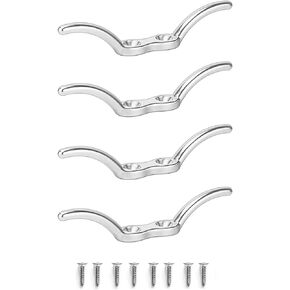 Auto-plaza 4pcs 4.5" (11.4cm) Boat Rope Cleats, 316 Stainless Steel for Boats Accessories Boat Securing Tie Down w/Mounting 8 Screws
