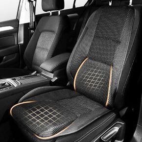 LARROUS Car Seat Cushion - Memory Foam Car Seat Pad with Breathable Mesh, Relief Back Pain, Universal Fit, Easy to Install, Cushion Set for SUV/Truck/Car – Black