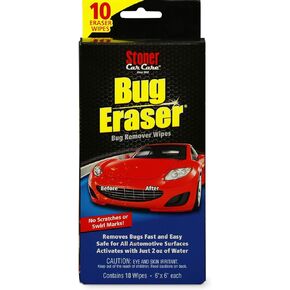 Stoner Car Care 95401 Bug Eraser Car Cleaning Wipes, Removes Bugs Fast and Easy, Safe for All Automotive Surfaces, 10 Eraser Wipes, Pack of 1