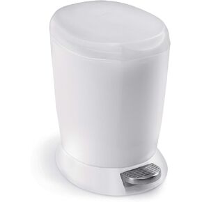 simplehuman 6 Liter Round Plastic Bathroom Trash Can Bundle, Black and White