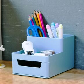 Small Desk Organizer,Pencil Pen Holder,Office Desktop Accessories With Compartments,Stationery Organizer With Drawer,Art Supply Strorage in Kuwait