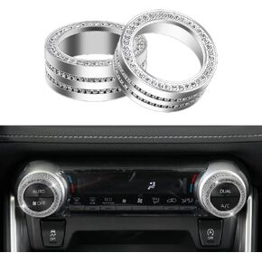1797 AC Air Conditioning Knob Covers Accessories for Toyota RAV4 2023 2022 2021 2020 2019 Bling Sticker Decal Crystal Silver Pack of 2