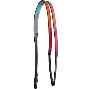 CHALLENGER 54" Horse English Black Leather Rubber Grip Multicolor Training Reins 805LR08