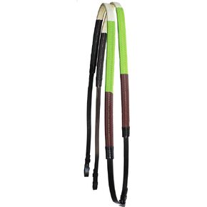 CHALLENGER 54" Horse English Black Leather Rubber Grip Multicolor Training Reins 805LR10