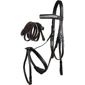 CHALLENGER Horse English Brown All-Purpose Trail Leather Bridle Reins 805EB07