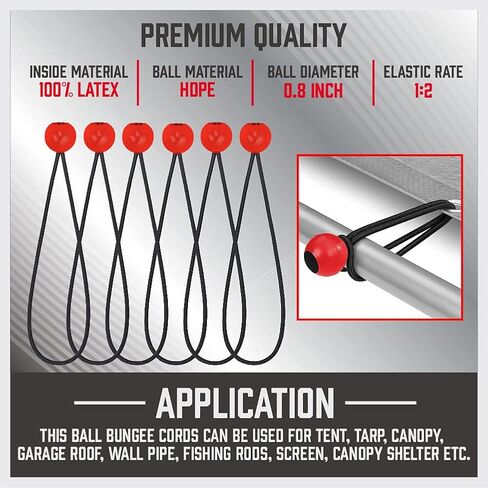 30-Piece Bungee Cords Assorted Sizes - 10" 18" 24" 32" 40" Bungee Cords with Hooks, Bungee Cords Heavy Duty Outdoor, Large Medium Small Mini Elastic Canopy Tarp Bungee Ball Ties Tarp Clips Organizer in Kuwait