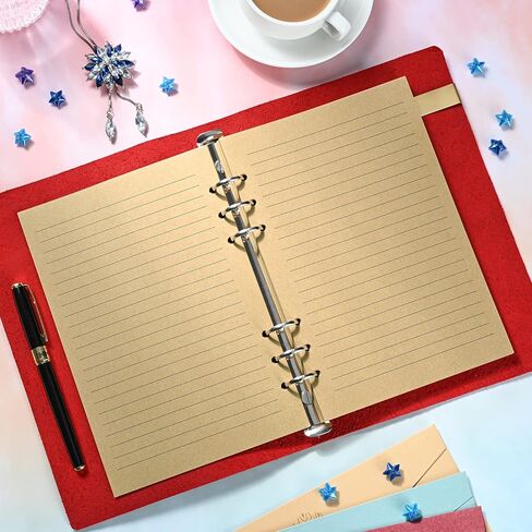 A5 Lined Vintage Refillable Paper, Retro A5 Binder Refills Paper for 6-Ring Binders Planner Traveller Journal Notebook Dairy, 8mm Ruled Filler Paper, 80 Sheets 160 Pages, Lined in Kuwait