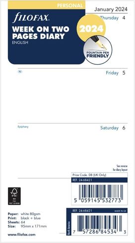 Filofax Personal Week on two pages English 2024 diary in Saudi Arabia