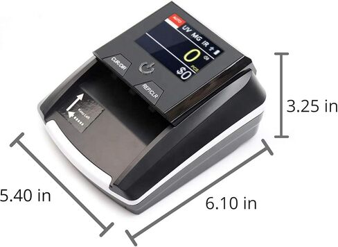 K605 Counterfeit Bill Detector for US Dollars, Automatic 4 Ways Feeding, Checks for UV(Ultraviolet), MG(Magnetic), IR(Infrared), Paper Quality and Size, Verifies Currency Denomination in Saudi Arabia